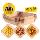 Rachs KOCHWERK Backpapier Schalen 100er-Set für Heißluft-Fritteusen mit hohem Rand, gebrauchsfertig und reduzierter Reinigungsaufwand.
