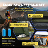 Where Tomorrow Pop up Familienzelt für 3 Personen mit 10 Sek. Quick-up-Aufbau, geräumigem Vorzelt und wetterfestem Material in Grün.