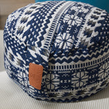 #DoYourYoga Yoga-Kissen Vishnu rund 30x30x15 cm blau-weiß, gefüllt mit Bio-Dinkelspelz, abnehmbarer 100% Baumwolle Bezug.