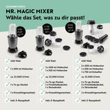 GOURMETmaxx Mr. Magic Power 400 Pro mit Zubehörset M, 400W, 22.000 U/min, 500ml Mixbecher, To-go-Deckel, Edelstahl-Kreuzklingenaufsatz.
