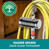 EASYmaxx Universal-Durchlauferhitzer mit digitaler Anzeige, energiesparend, kompakt, ideal für Garten und Camping, spart Wasser durch kurze Vorlaufzeit.