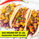 GOURMETmaxx Messerset inkl. Sparschäler - 6-tlg. in schwarz, mit Antihaftbeschichtung für präzises, leichtes Schneiden in der Küche.