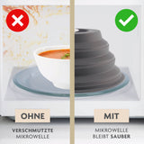 KitchBo Faltbare Mikrowellenhaube mit Magnet zur einfachen Verstauung schützt Mikrowelle vor Verschmutzungen und spart Platz beim Aufwärmen