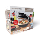 GOURMETmaxx Pizza Maker mit Temperatureinstellung und herausnehmbarem Pizzastein, backt Pizza in 3–4 Minuten knusprig und saftig.