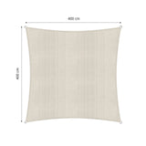 LUMALAND Sonnensegel 100% HDPE Quadrat 4x4m in Creme mit UV-Schutz, stabil, reißfest und inklusive Befestigungsseile.