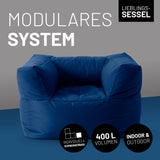 LUMALAND Sitzsack-Sofa Sessel - Kombinierbar mit dem Modularen System - 400 L - Navyblau, bequemer Indoor- und Outdoor-Sessel.