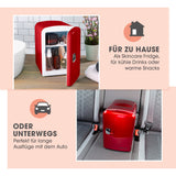 GOURMETmaxx Mini-Kühlschrank Retro 45W - Rot, kompakt, tragbar, kühlt und wärmt, ideal für Zuhause und unterwegs im Auto.