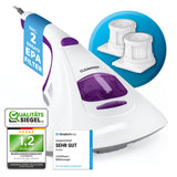CLEANmaxx Milbensauger Vibration mit 2 Ersatz-EPA-Filtern, entfernt 99,9 % Milben und sorgt für saubere Heimtextilien.