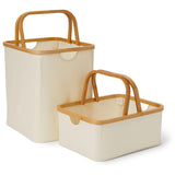 LUMALAND Bambus-Rahmen-Aufbewahrungskorb 2er-Set beige, faltbar, praktische Größe, stabiler Bambusrahmen, platzsparend.