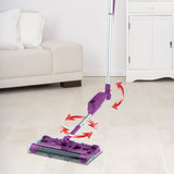 Akku-Besen Swivel Sweeper G2 mit Li-Ion Batterie in Lila, kabellos mit 360° Rotation und rückenschonendem Ellenbogengelenk.