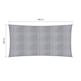 LUMALAND Sonnensegel 100% HDPE mit Stabilisator für UV-Schutz, Rechteck 2 x 4 Meter, Hellgrau, reißfest und pflegeleicht.
