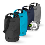 Where Tomorrow Dry Bag 30L - Style 01 - Schwarz wasserdichter Rucksack mit robustem Rolltop und verstellbarem Schultergurt.