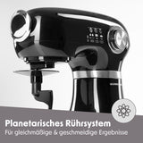 GOURMETmaxx Küchenmaschine - Schwarz mit planetarischem Rührsystem und 1000 W Kupfermotorkopf für optimale Küchenleistung.