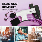 VITALmaxx Mini Massage Gun Smart Grip - Weiß, kraftvolles, kompaktes Massagegerät für unterwegs mit ergonomischem Design und bis zu 50 Min Laufzeit.
