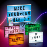 EASYmaxx LED-Leuchtkasten A4 mit 173 Buchstaben, Zahlen & Symbolen, 150 Mood Pics, 3 Stiften und 20 Karten für individuelle Beleuchtung.