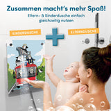 fredis Kinderdusche Feuerwehr mit kinderfreundlichem Design und einfacher Montage für spielerisches Duschen mit Eltern-Duschfunktion.