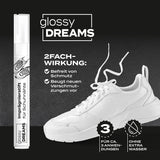 glossy DREAMS Nahtstift - Imprägnierstift für Schuhnähte weiß 8 ml schützt Nähte vor Schmutz, Feuchtigkeit und Verblassen für ca. 3 Anwendungen.