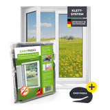 EASYmaxx Moskitonetz für Fenster mit selbstklebendem Klettband, 110 x 130 cm, hält Insekten draußen, einfache Montage ohne Bohren.