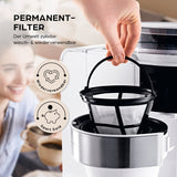 Barista Filterkaffeemaschine Touch Iso mit Mahlwerk und LED-Touchdisplay zeigt waschbaren, permanenten Kaffeefilter für umweltfreundlichen Genuss.