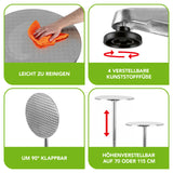 EASYmaxx Stehtisch klappbar + höhenverstellbar mit Edelstahlplatte, 4 Kunststofffüßen, klappbar und höhenverstellbar auf 70 oder 115 cm.