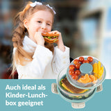 GOURMETmaxx Glas-Lunchbox Klick-it mit Kühlakku, 950 ml, grau/grün, ideal als Kinder-Lunchbox mit 4-fach Verschluss.