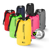 Where Tomorrow Dry Bag 10L - Style 02 - Gelb, wasserdichter, robuster Outdoor-Rucksack mit verstellbarem Schultergurt und Rolltop-Verschluss.