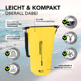 Where Tomorrow Dry Bag 30L - Style 01 - Gelb, wasserdichter, robuster Rucksack mit UV-Schutz und verstellbarem Schultergurt.
