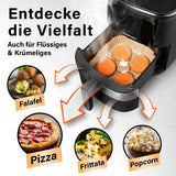 GOURMETmaxx Backpapierschalen für Heißluftfritteusen (5–8 l) mit hoher Randkante, hitzebeständig und antihaftbeschichtet.
