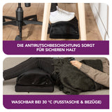 VITALmaxx 2-in-1-Fußstütze mit abnehmbarer Flauschfaser-Fußtasche, Antirutschbeschichtung und waschbaren Bezügen bis 30 °C.