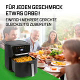 GOURMETmaxx AirGenius Heißluftfritteuse 5,5 l mit Farb-Touchdisplay und 7 Programmen für fettarmes, knuspriges Frittieren.