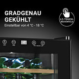 N8WERK Weinkühlschrank - 20 Flaschen mit LC-Touch-Bedienfeld, temperaturgenau 4 °C - 18 °C, LED-Innenbeleuchtung, freistehend und geräuscharm.