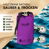 Where Tomorrow Dry Bag 10L - Style 01 - Lila, wasserdichter, robuster Rucksack für Outdoor mit UV-Schutz und Rolltop-Verschluss.