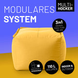 LUMALAND Sitzsack-Hocker Senfgelb, kombinierbar im modularen System, 200 L, vielseitig nutzbar mit 3-in-1 Funktion und robustem Material.