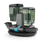 Polster- & Teppichreiniger Kompakt - Grau/Blau mit Doppeltank-System und zwei Düsen für effektive Reinigung von Polstern und Teppichen.