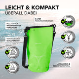 #DoYourOutdoor Dry Bag 5L - Grün, wasserdichter, robuster Outdoor-Rucksack mit UV-Schutz, verstellbarem Schultergurt und Rolltop-Verschluss.