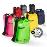 Where Tomorrow Dry Bag 5L - Style 01 - Grün, wasserdichter, robuster Outdoor-Rucksack mit verstellbarem Schultergurt und Rolltop-Verschluss.