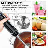 GOURMETmaxx Akku-Stabmixer mit Edelstahlklingen, kabellos zum Pürieren und Mischen von Suppen, Dressings und mehr.