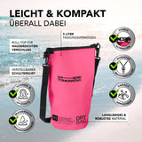 Where Tomorrow Dry Bag 5L - Style 01 - Pink, wasserdichter, robuster Outdoor-Rucksack mit UV-Schutz und verstellbarem Schultergurt.