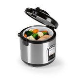GOURMETmaxx Reiskocher mit Gartopf inkl. Dampfkorb, Reislöffel und Messbecher, antihaftbeschichtet und mit Warmhaltefunktion.
