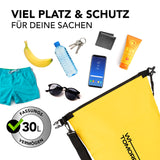 Where Tomorrow Dry Bag 30L - Style 01 - Gelb, wasserdichter, robuster Rucksack mit 30L Fassungsvermögen für Outdoor-Abenteuer.