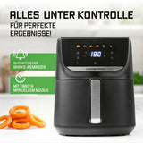 GOURMETmaxx AirGenius Heißluftfritteuse 5,5 l mit Farb-Touchdisplay, 7 Programmen, Shake-Reminder und Timer für perfekte Ergebnisse.