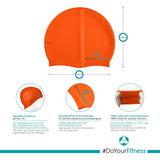 #DoYourSwimming Badekappe Schwimmhaube für Kinder bis ca. 10 Jahre in Orange aus elastischem Long-Life-Silikon, antiallergisch und wasserfest.