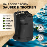 Where Tomorrow Dry Bag 5L - Style 01 - Schwarz, wasserdichter, robuster Rucksack schützt vor Staub, Schmutz, Sand, Wasser und Schnee.