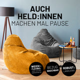 LUMALAND Sitzsack GIANT aus der Cord-Reihe, 135 x 100 cm, soft & waschbar, Senfgelb, modernes, gemütliches Design im Wohnraum