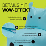 LUMALAND Animal Line Kindersitzsack Hippo - Türkis mit abnehmbarem Bezug, verdecktem Reißverschluss und wasserabweisendem Material.