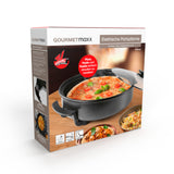 GOURMETmaxx Pizza-Pfanne mit Deckel - Elektrisch 1500W, Antihaftbeschichtung, hoher Rand und Glasdeckel für vielseitiges Kochen.