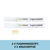 EASYmaxx Fugenweißstift 4-tlg. Set mit 2 Stiften und 2 Ersatzspitzen für strahlend weiße, wasserfeste Fugen.