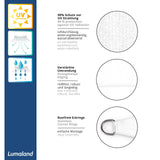 LUMALAND Sonnensegel 100% HDPE mit Stabilisator für UV-Schutz - Dreieck 3 x 3 x 3 Meter - Weiß, robust und wasserabweisend.