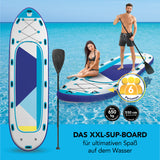 MAXXMEE XXL-SUP-Board für 6 Personen - aufblasbares 550 cm langes Board, belastbar bis 650 kg, für Familie und Freunde auf dem Wasser.