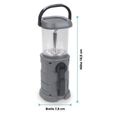 EASYmaxx Akku-Lampe mit Radio, 5 LEDs, Solar, Kurbel und USB, kompakte, tragbare Lampe mit beweglichem Griff, Maße 18,5x7,8 cm.